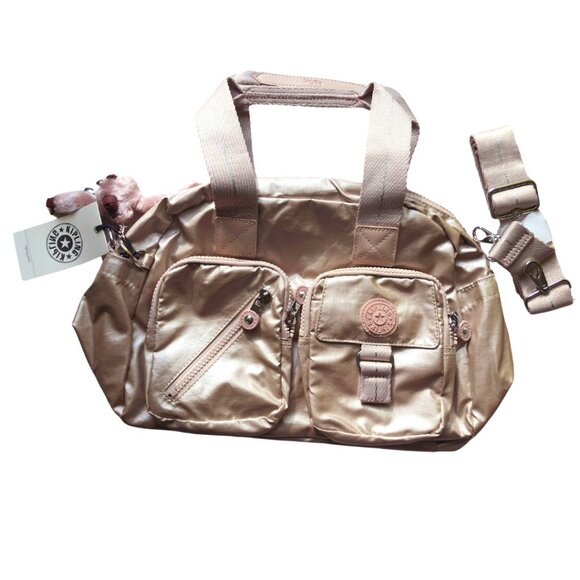 brand new Kipling vintage crossbody Defea Medium Handbag metallic rose g… - Picture 1 of 6